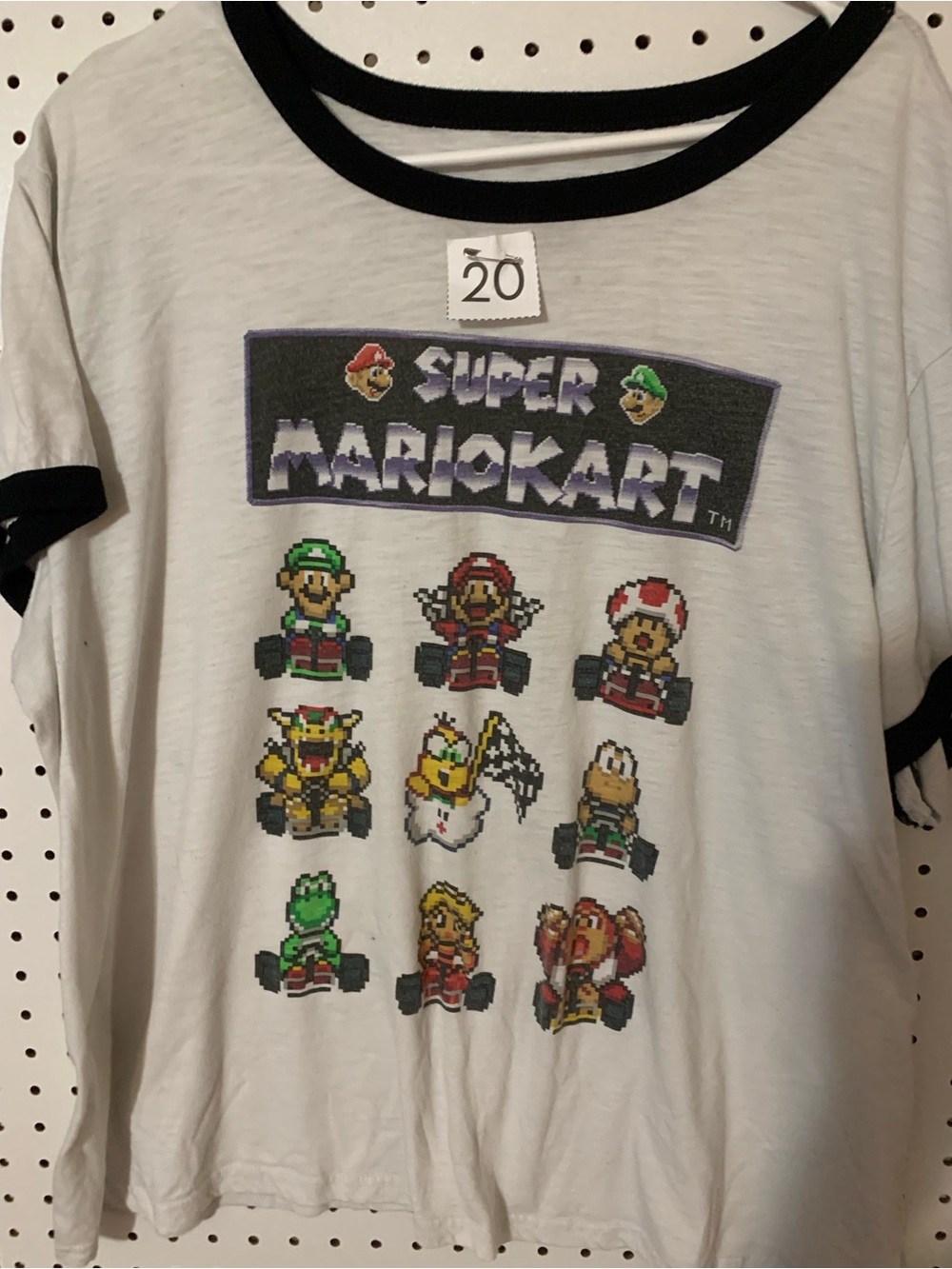 Nintendo Super Mario Kart White Tee with Black Trim